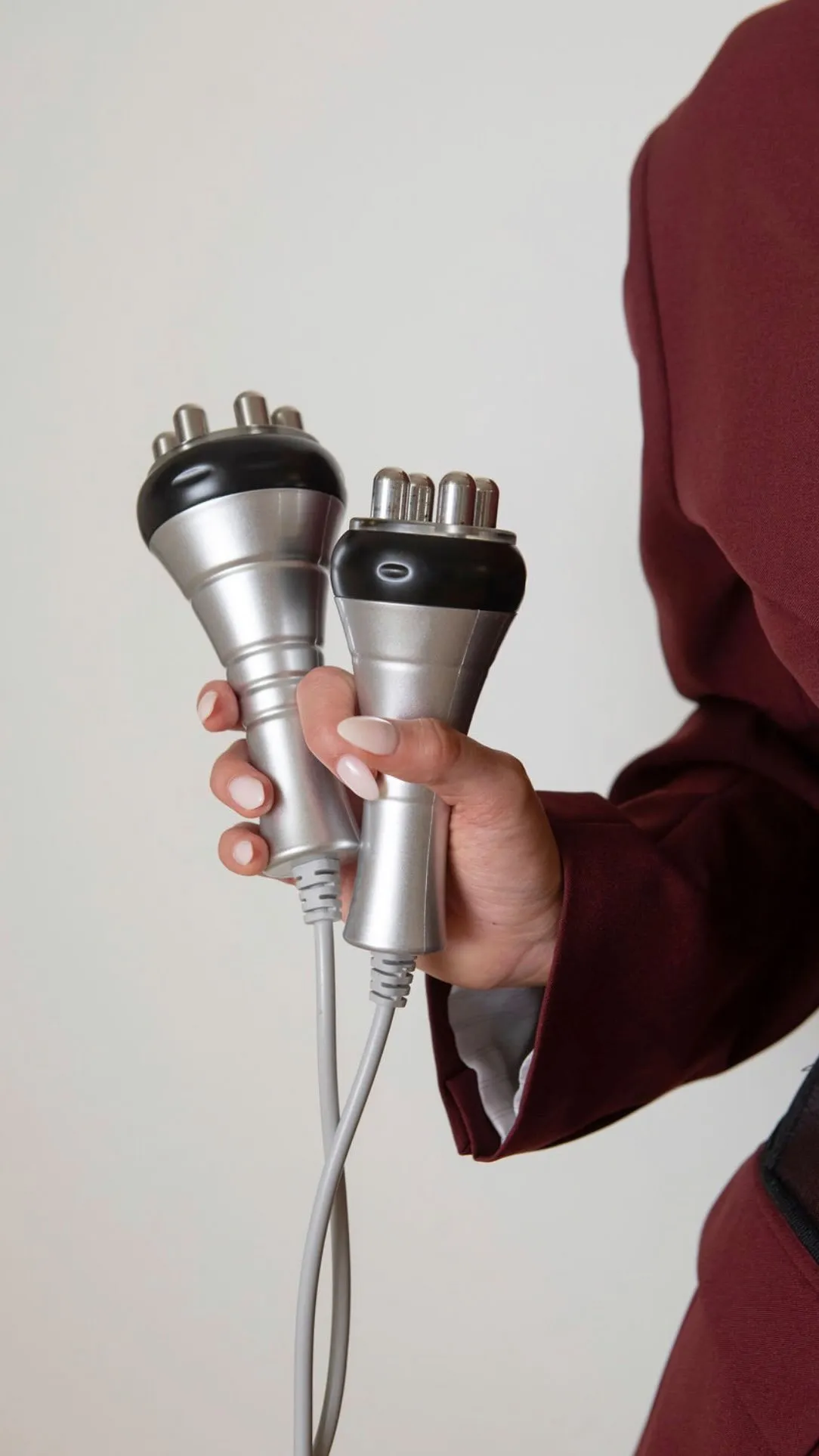 Cavitation handpieces held by an oxblood sleeve